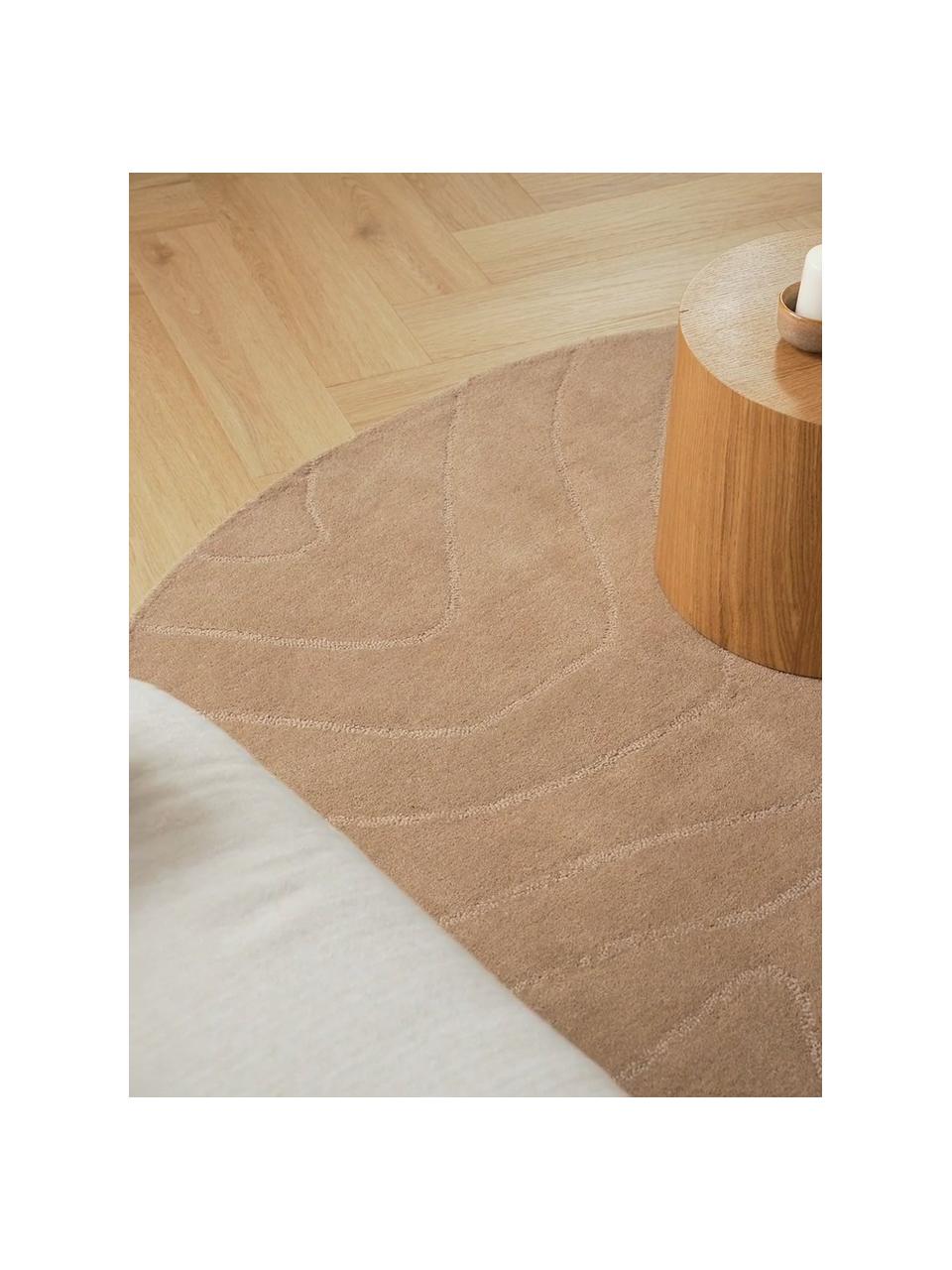 Tapis rond en laine taupe, tufté main Aaron, Taupe, Ø 150 cm (taille M)