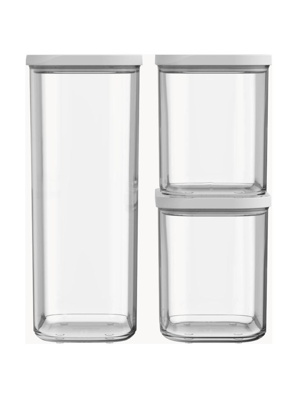 Aufbewahrungsdosen Modula, 3er-Set, Kunststoff, BPA-frei, Weiß, Transparent, Set mit verschiedenen Größen