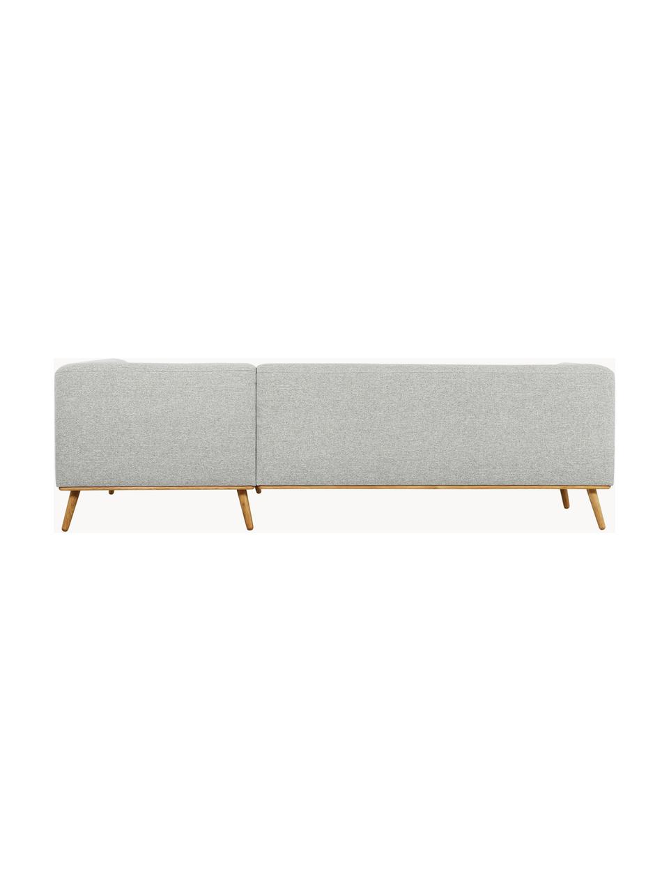 Sofá rinconera Archie, Tapizado:  100% lana, Estructura: madera de pino con certif, Patas: madera de roble aceitada , Tejido gris claro, An 264 x F 162 cm, chaise longue izquierda