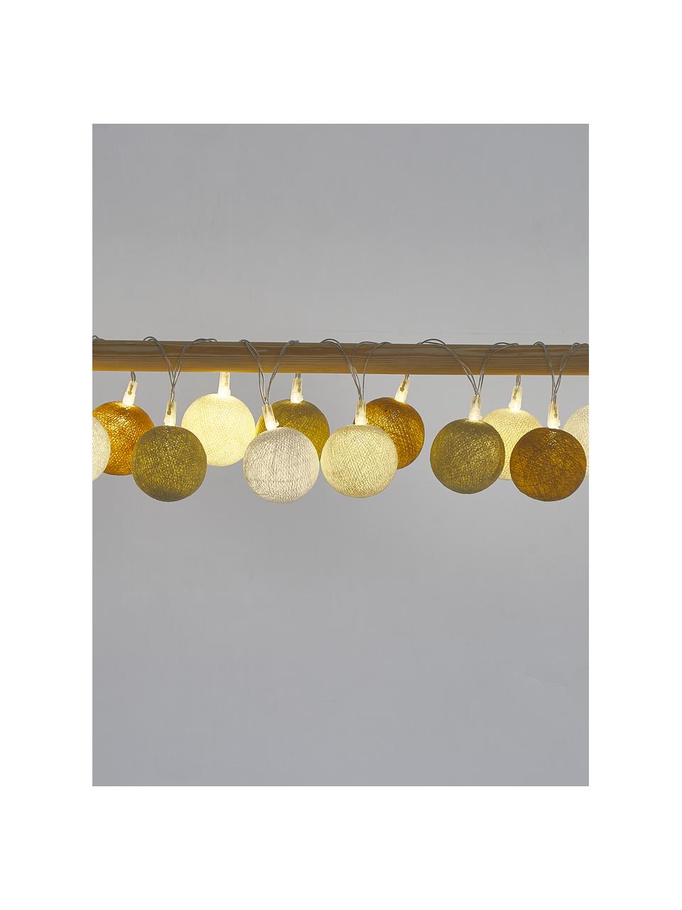 Guirlande lumineuse LED Colorain, 378 cm, 20 lampions, Blanc, crème, beige, jaune moutarde, long. 378 cm