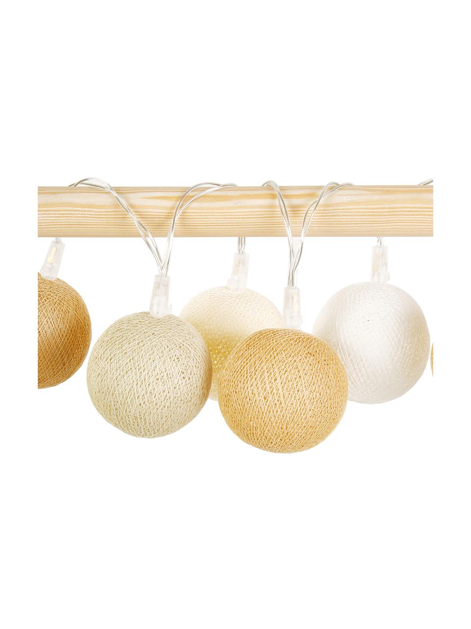 Guirnalda de luces LED Colorain, 378 cm, 20 luces, Linternas: poliéster con certificado, Cable: plástico con certificado , Blanco, tonos beige y marrones, L 378 cm