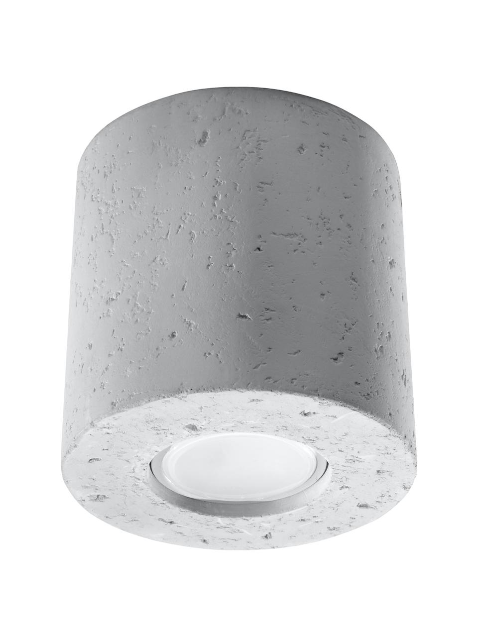 Faretto da soffitto in cemento Roda, Lampada: cemento, Grigio chiaro, Ø 10 x Alt. 10 cm