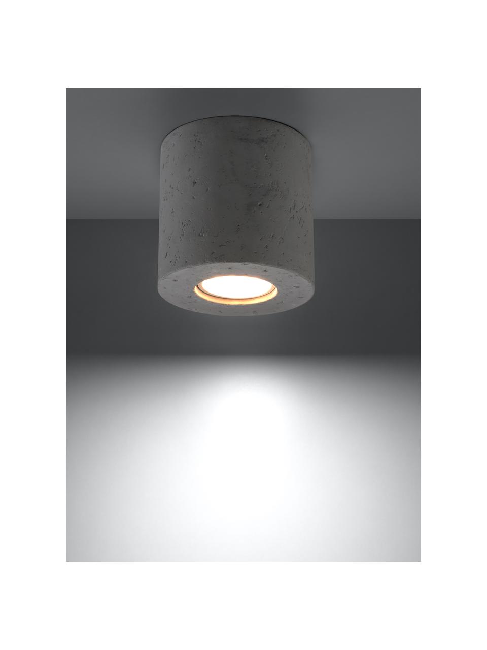 Plafondlamp Roda van beton, Lamp: beton, Lichtgrijs, Ø 10 x H 12 cm