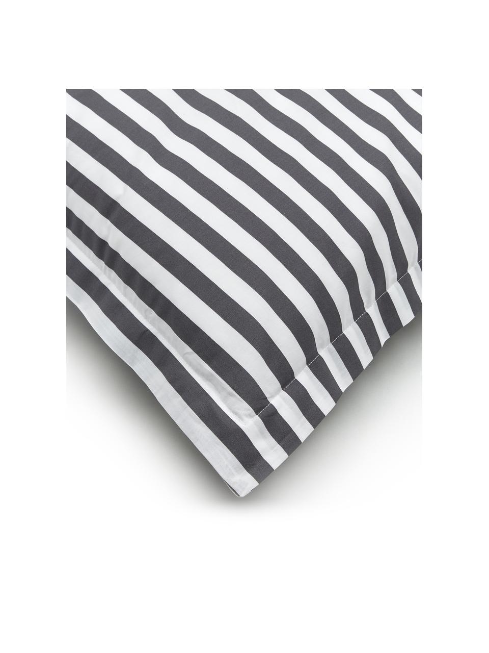 Funda de almohada de percal Yuliya, 2 uds., 40 x 80 cm, Gris oscuro, blanco, An 40 x L 80 cm