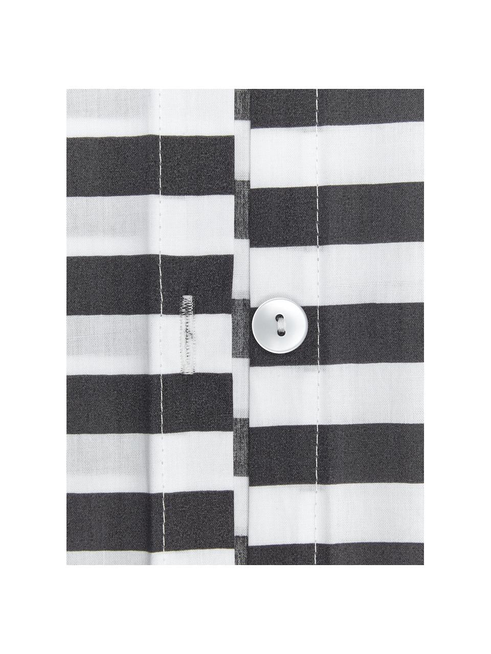 Pruhovaná obliečka na vankúš z bavlneného perkálu Yuliya, 2 ks, Tmavosivá, biela, Š 40 x D 80 cm