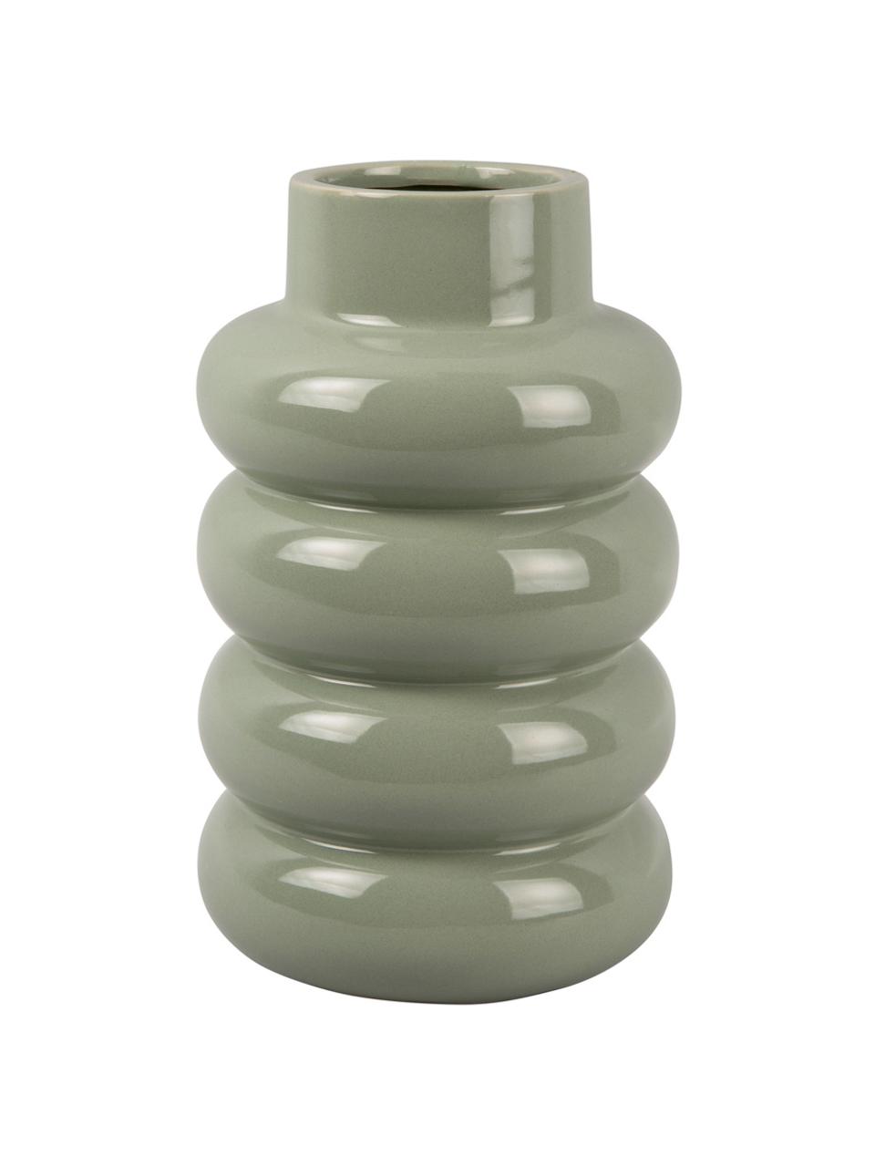 Wazon z ceramiki Bobbly, Ceramika, Szałwiowy zielony, Ø 15 x W 24 cm