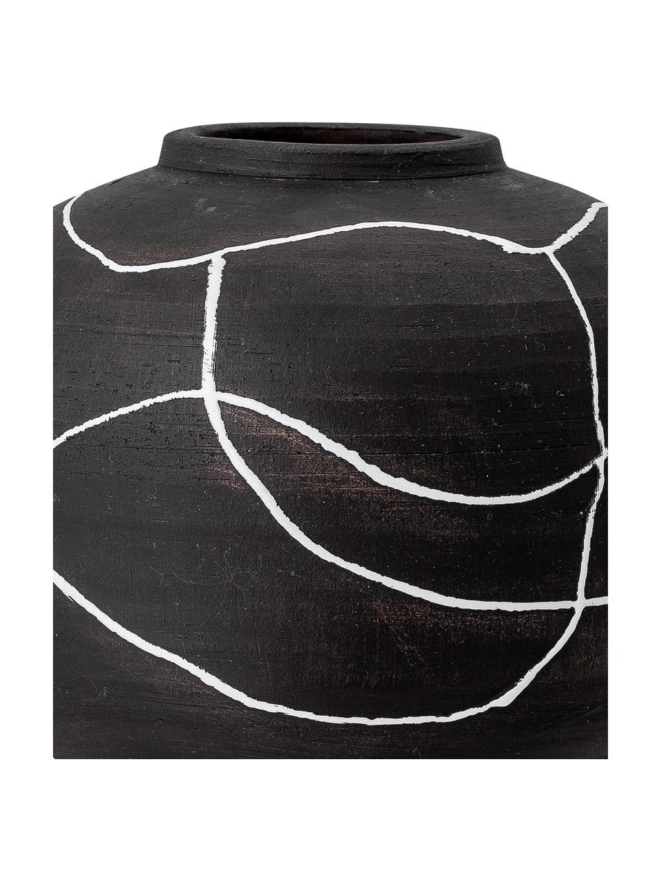 Wazon z terakoty Niza, Terakota, Czarny, biały, Ø 20 x W 17 cm