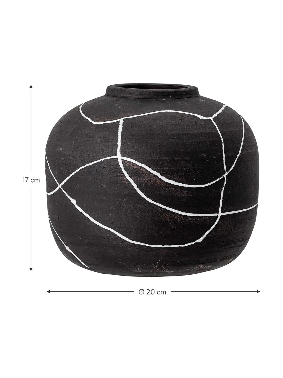 Kleine Vase Niza aus Terrakotta, Terrakotta, Schwarz, Weiss, Ø 20 x H 17 cm