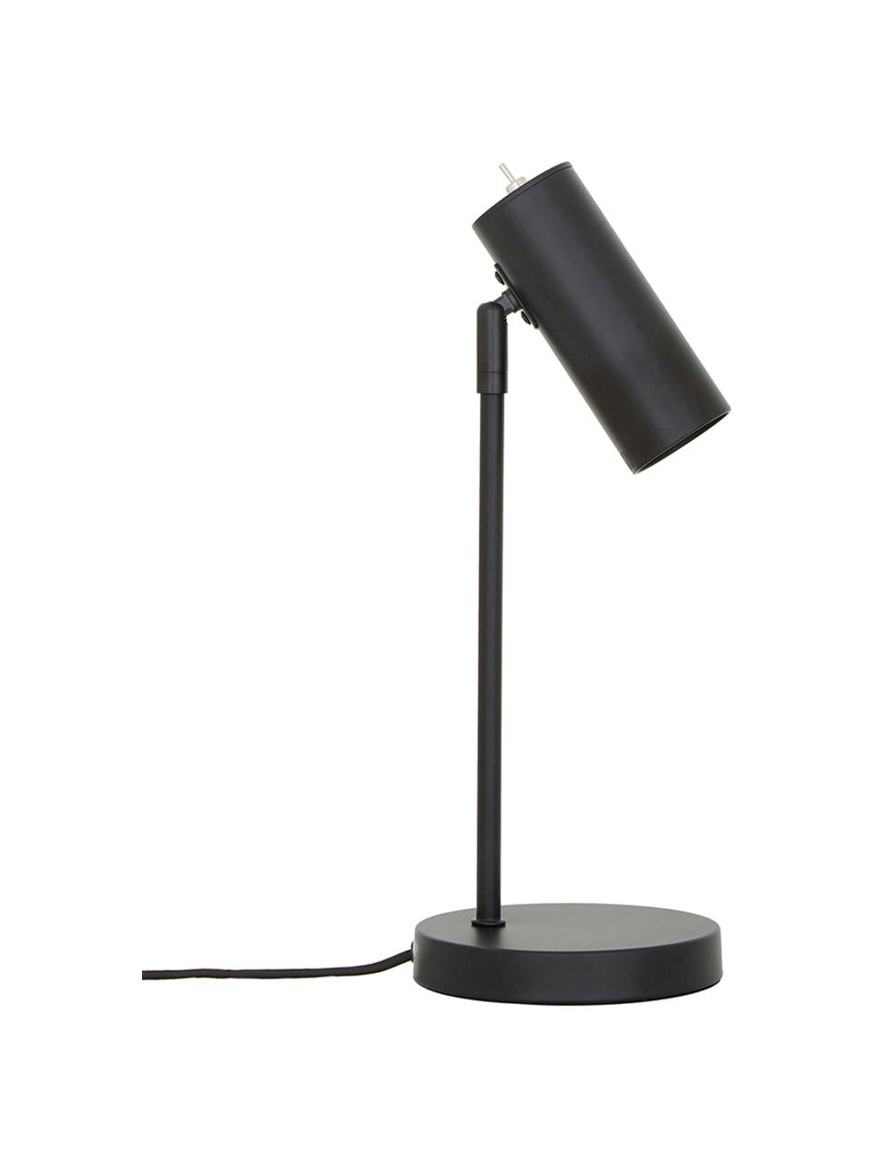 Moderne bureaulamp Cassandra van metaal, Lampenkap: gepoedercoat metaal, Lampvoet: gepoedercoat metaal, Lampenkap: mat zwart. Lampvoet: mat zwart. Snoer: zwart, Ø 15 x H 40 cm