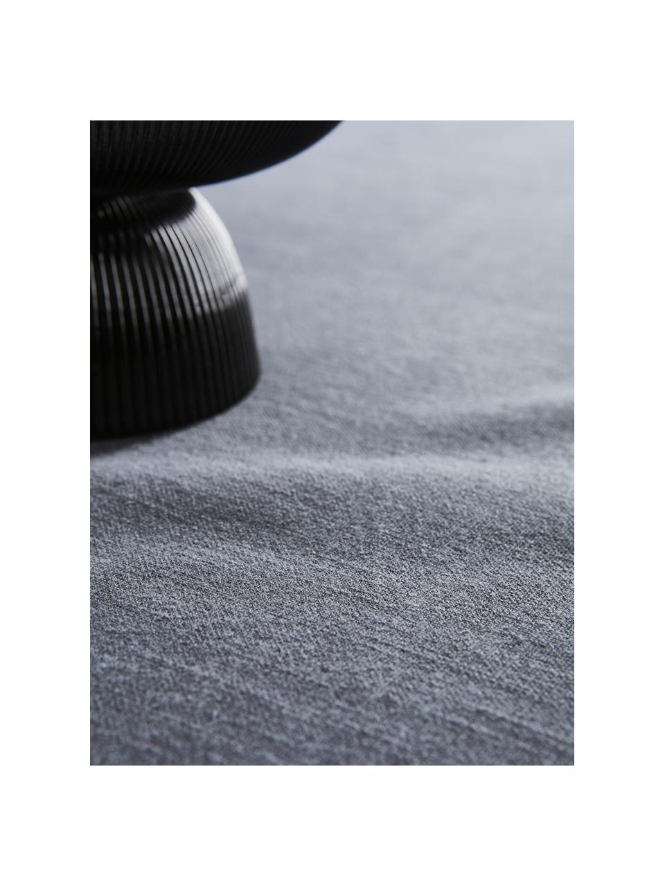 Tovaglia in cotone grigio con frange Henley, 100% cotone, Blu scuro, Per 6-10 persone (Larg. 145 x Lung. 250 cm)