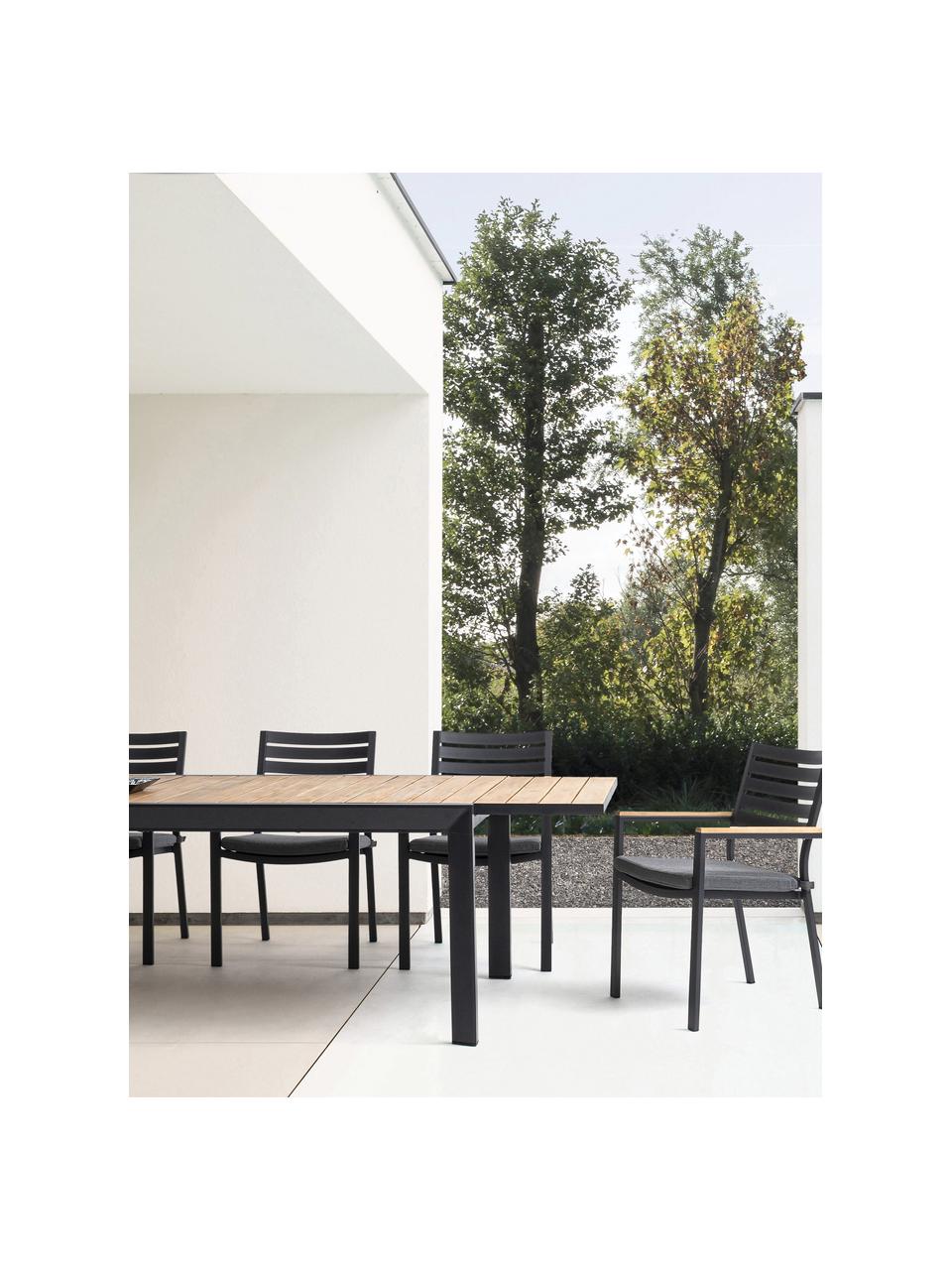 Krzesło ogrodowe z podłokietnikami Belmar, Tapicerka: 100% polipropylen, Stelaż: aluminium malowane proszk, Ciemnoszara tkanina, antracytowy, S 60 x G 58 cm