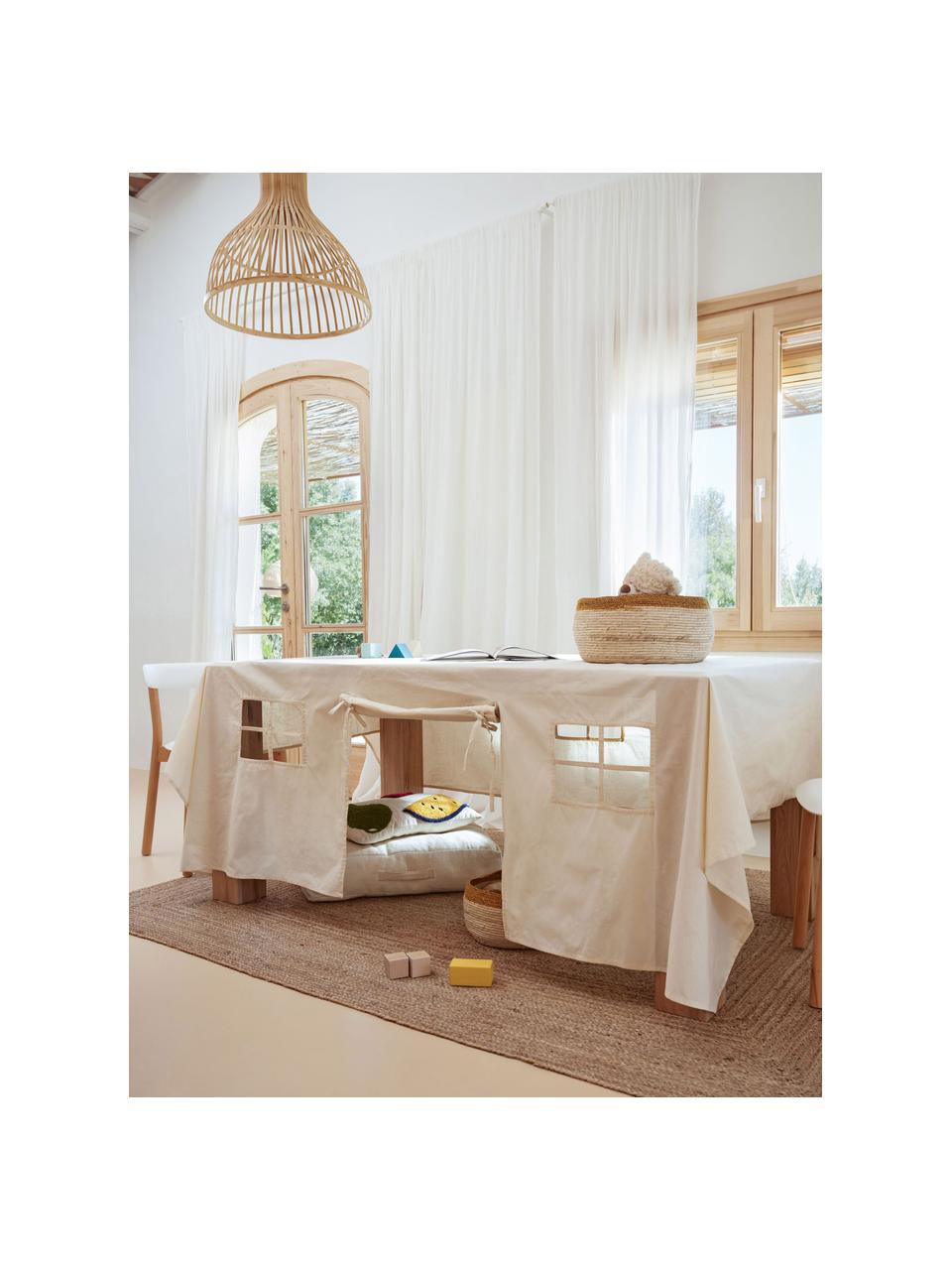 Tovaglia a forma di casetta Temis, 100% cotone, Bianco latte, Per 6-8 persone (lung. 230 x prof. 210 cm)