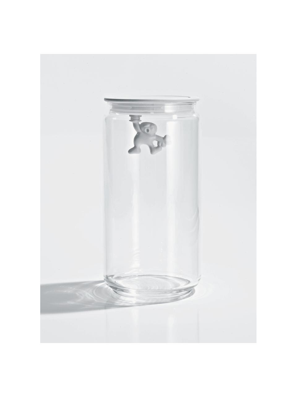 Boîte de rangement Gianni, haut. 21 cm, Verre, résine thermoplastique, Blanc, transparent, Ø 11 x haut. 21 cm