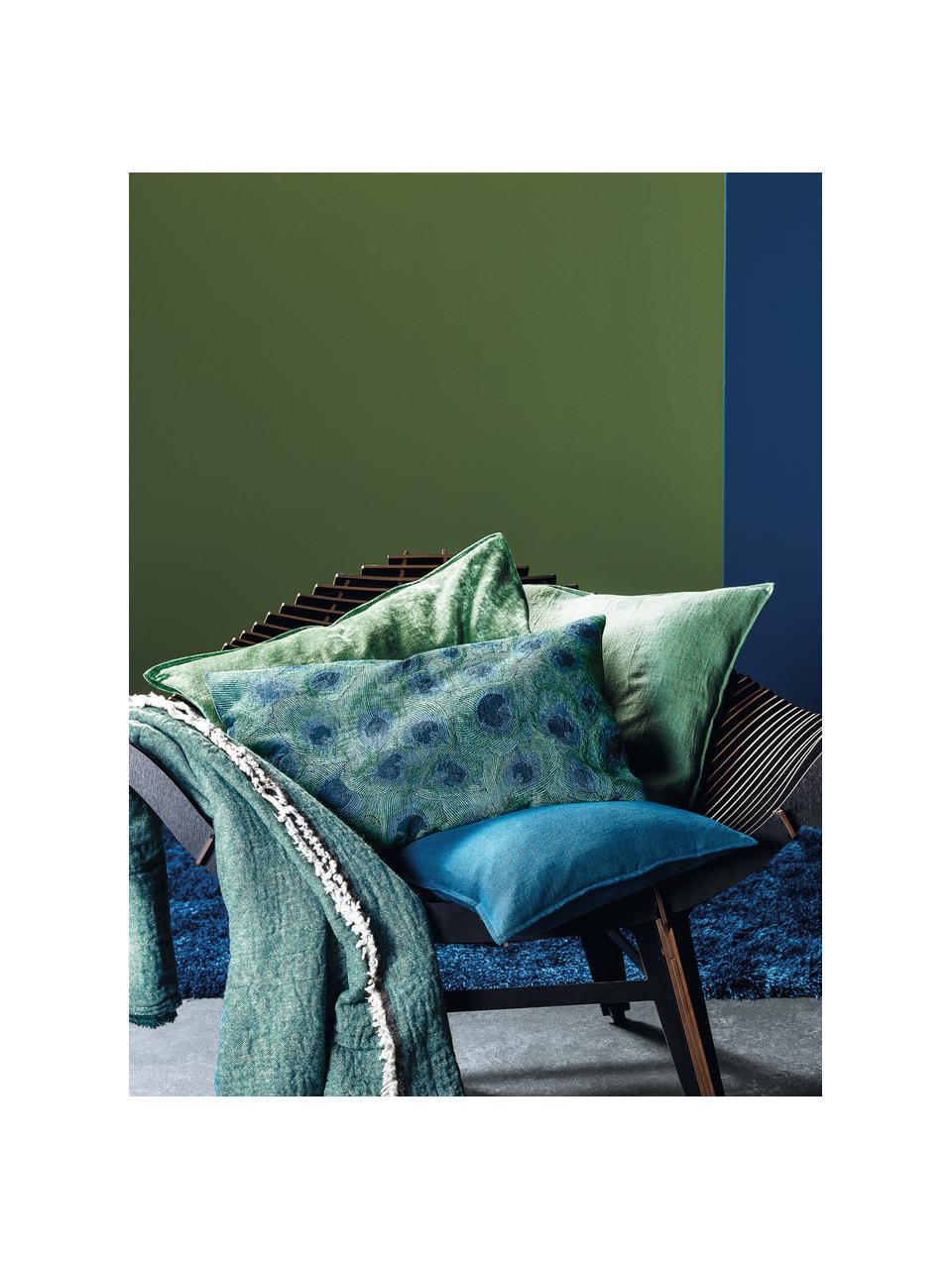 Housse de coussin 45x45 Pavone, Tons verts et bleus