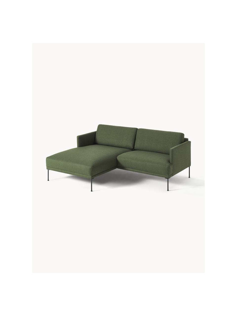 Kleine hoekbank Fluente met metalen poten, Bekleding: 100% polyester Met 35.000, Frame: massief grenenhout, FSC-g, Poten: gepoedercoat metaal, Geweven stof beige, B 198 x D 152 cm, hoekdeel links