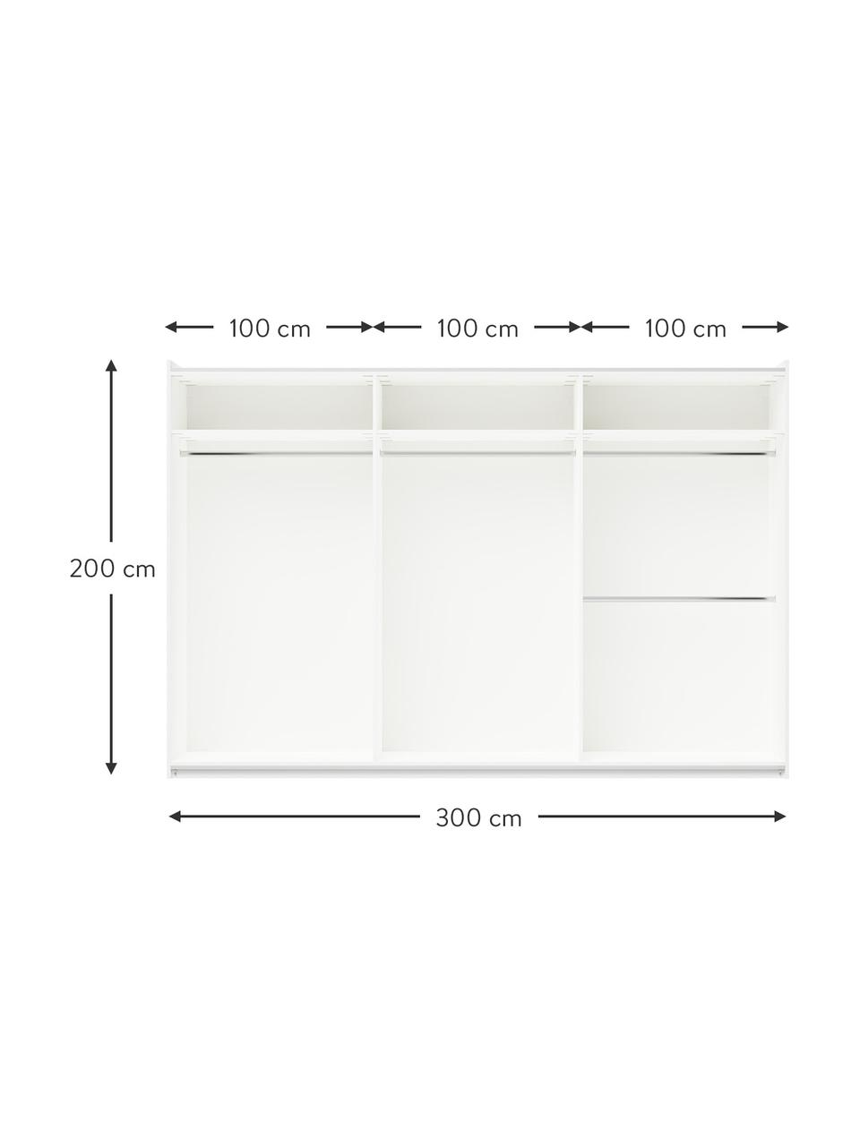 Modulární šatní skříň s posuvnými dveřmi Leon, šířka 300 cm, různé varianty, Bílá, Interiér Basic, Š 300 x V 200 cm