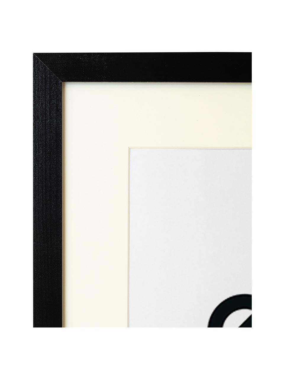 Gerahmter Digitaldruck Oh Yes, Rahmen: Buchenholz, FSC zertifizi, Bild: Digitaldruck auf Papier, , Front: Acrylglas, Schwarz, Weiß, B 33 x H 43 cm