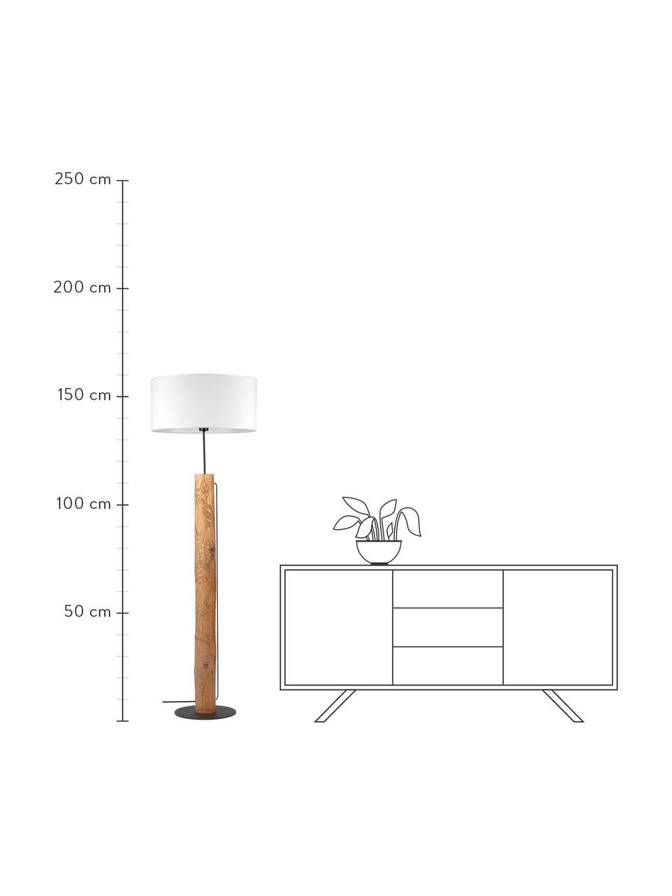 Lampa do czytania z drewnianą podstawą Pino, Brązowy, biały, Ø 50 x W 161 cm