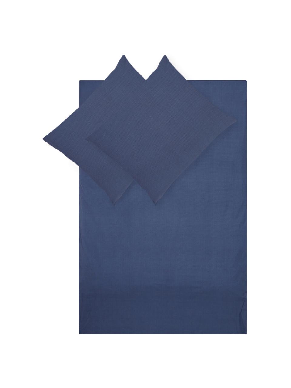 Renforcé dekbedovertrek Soft Structure met zeer fijn patroon, Weeftechniek: renforcé, Donkerblauw, 240 x 220 cm + 2 kussenhoezen 60 x 70 cm