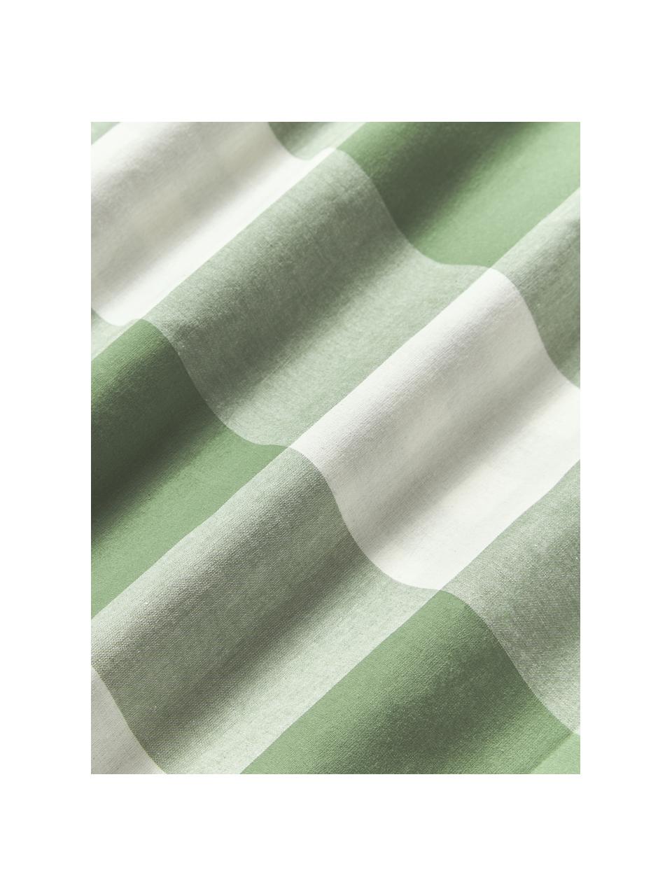 Funda nórdica de algodón Nels, Tonos verdes, blanco, Cama 90 cm (155 x 220 cm)