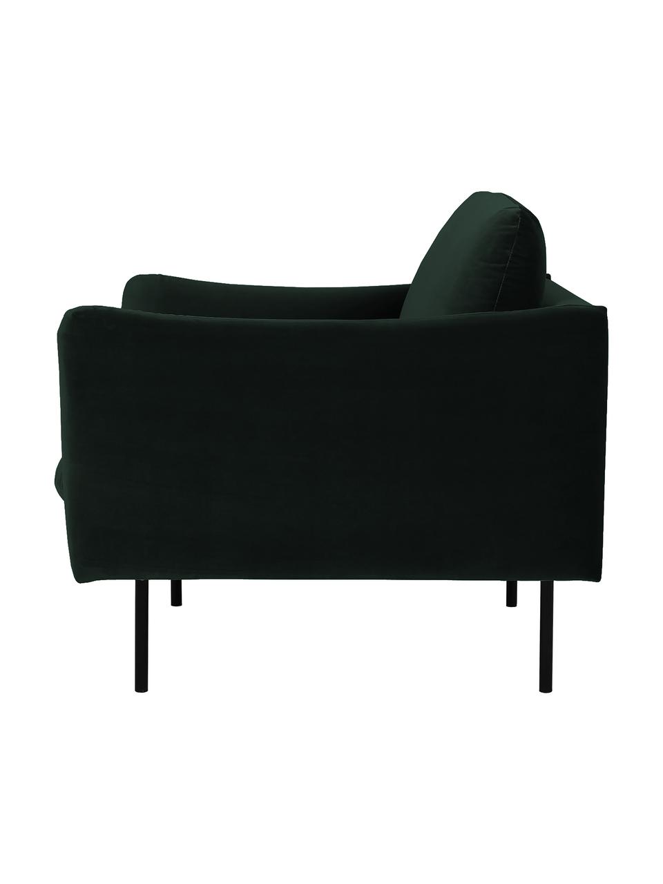 Poltrona in velluto Moby, Rivestimento: velluto (rivestimento in , Struttura: legno di pino massiccio, , Gambe: metallo verniciato a polv, Velluto verde scuro, Larg. 90 x Prof. 90 cm