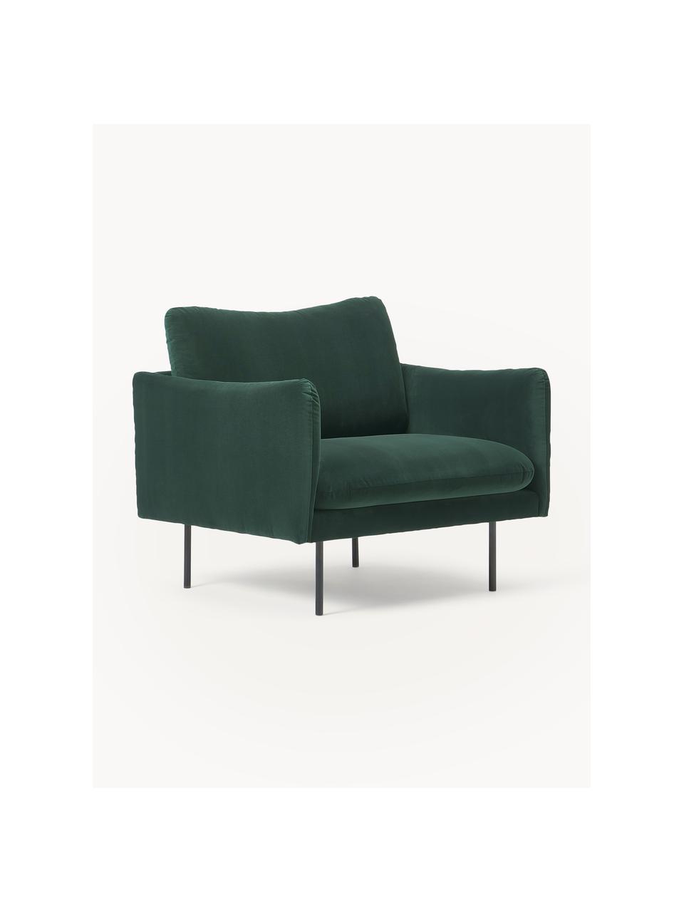 Fauteuil en velours Moby, Velours vert foncé, larg. 90 x prof. 90 cm