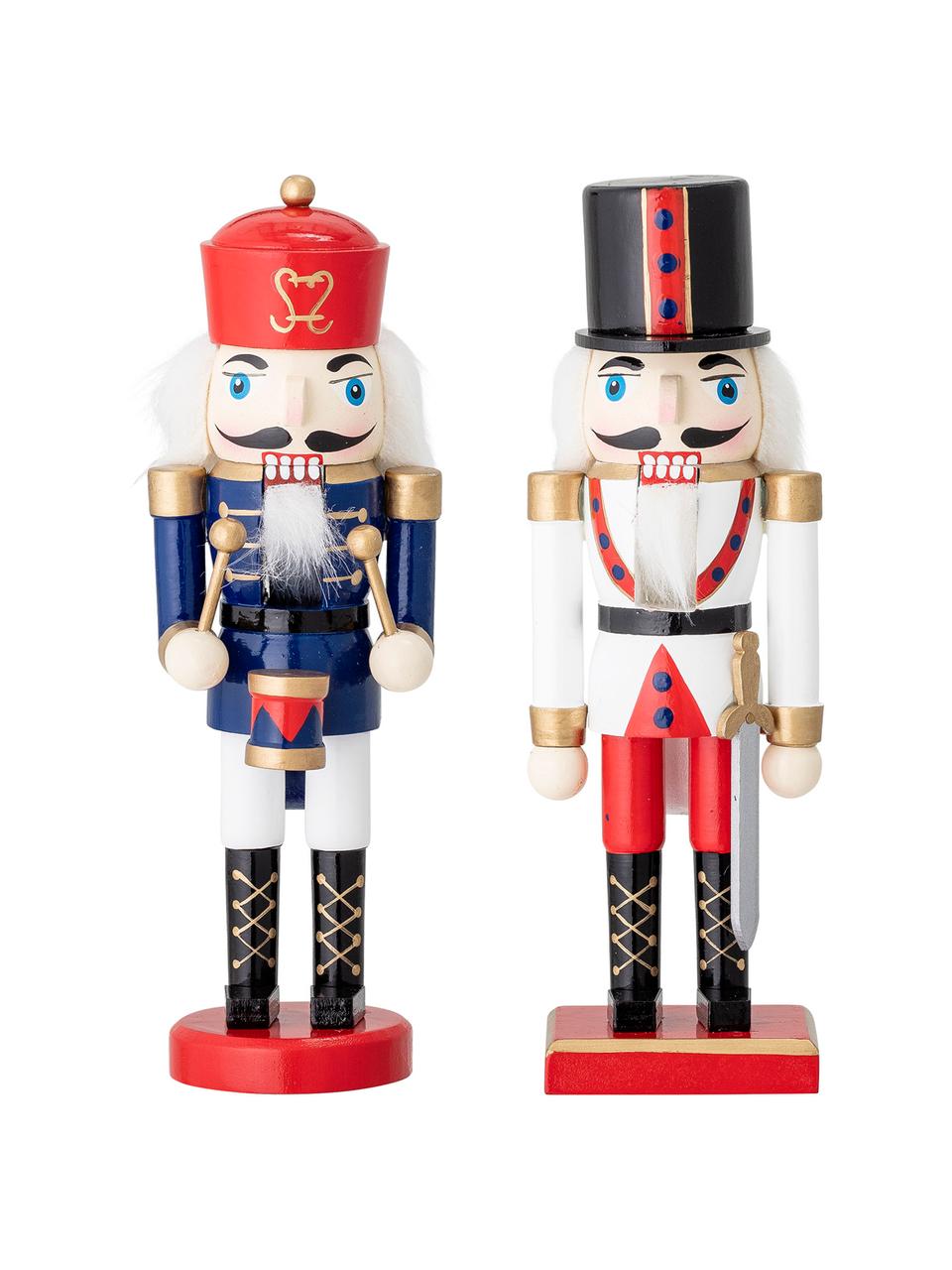Komplet dekoracji Nutcracker, 2 elem., Drewno sosnowe powlekane, Wielobarwny, S 6 x W 21 cm