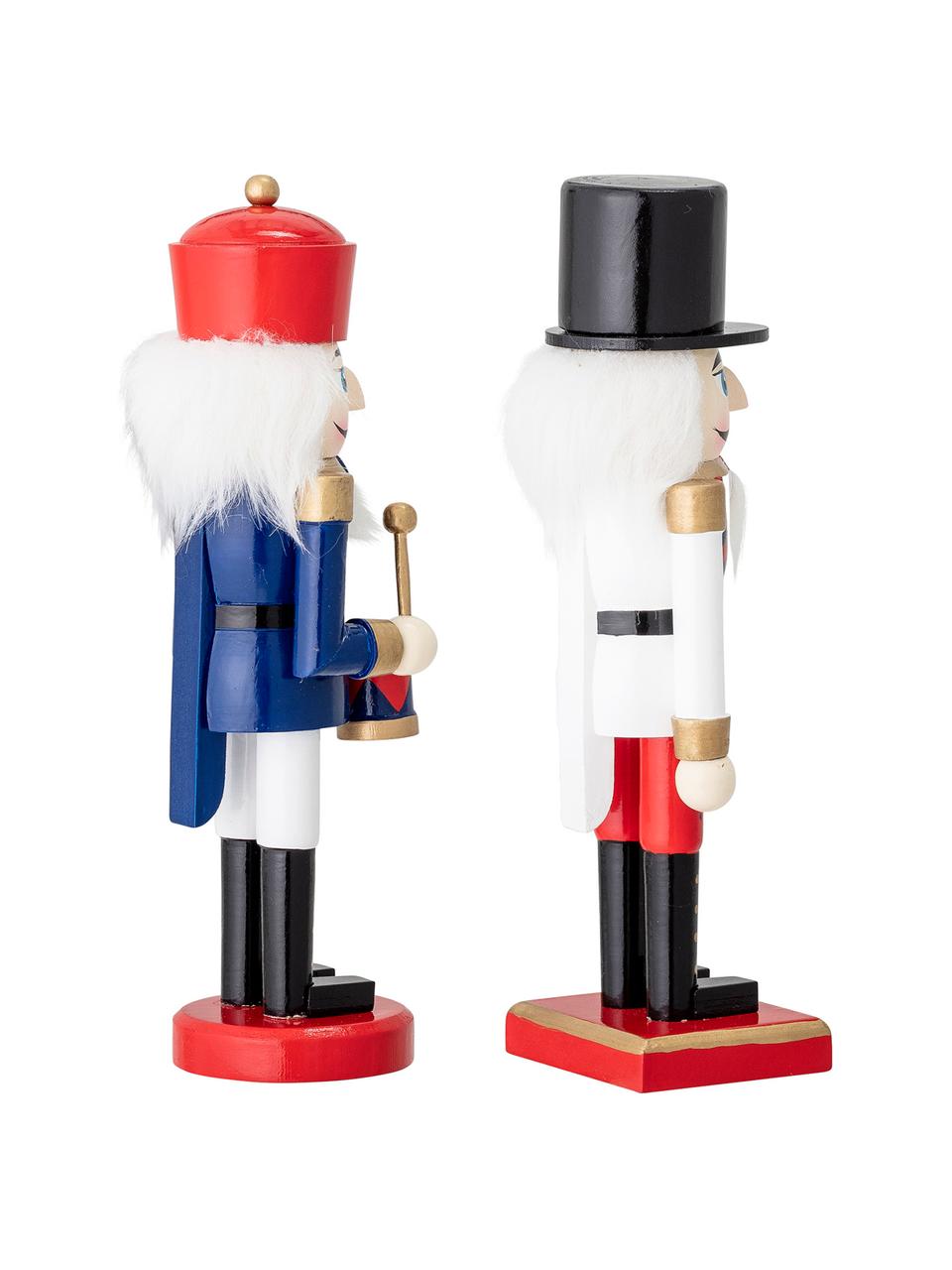 Decoratieve figuren Nutcracker, 2 stuks, Gecoat dennenhout, Meerkleurig, B 6 x H 21 cm