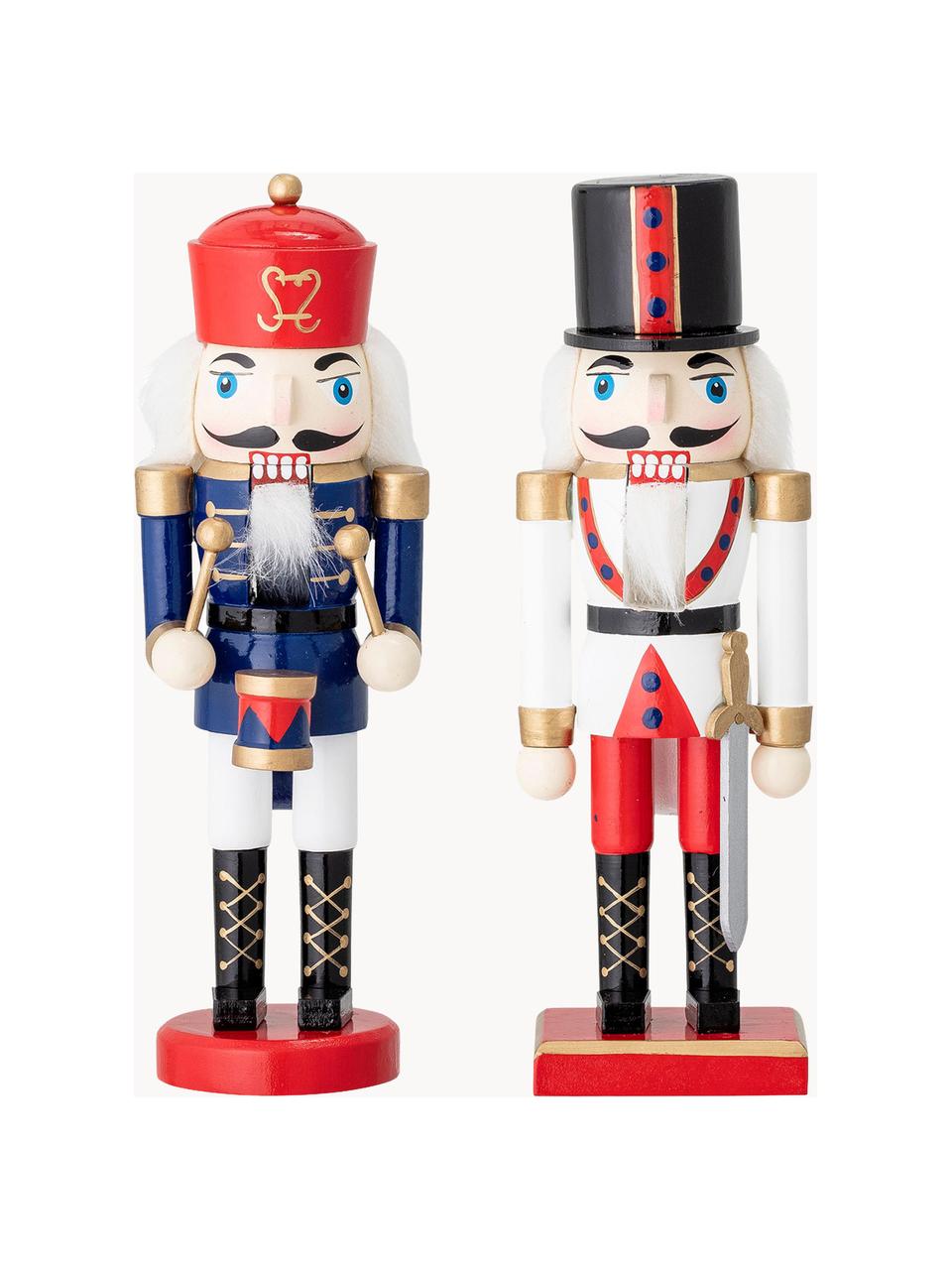 Dekorativní figurky Nutcracker, 2 ks, Potažené borové dřevo, Více barev, Š 6 cm, V 21 cm