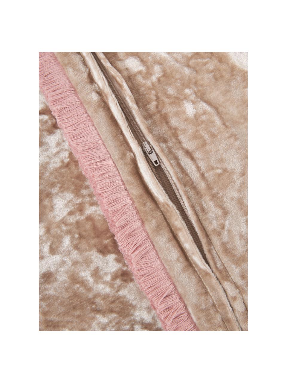 Sametový povlak na polštář s třásněmi Cyrus, Samet (100% polyester)
Certifikát Oeko-Tex Standard 100, třída 1, Béžová, růžová, Š 40 cm, D 40 cm