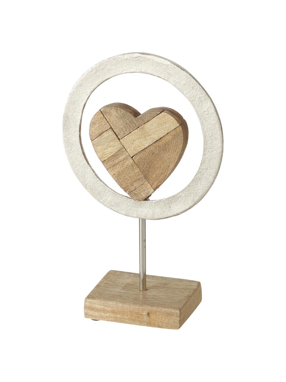 Deko-Figuren Cyresta aus Holz, 3er-Set, Sockel: Holz, Helles Holz, Silberfarben, B 17 x H 27 cm