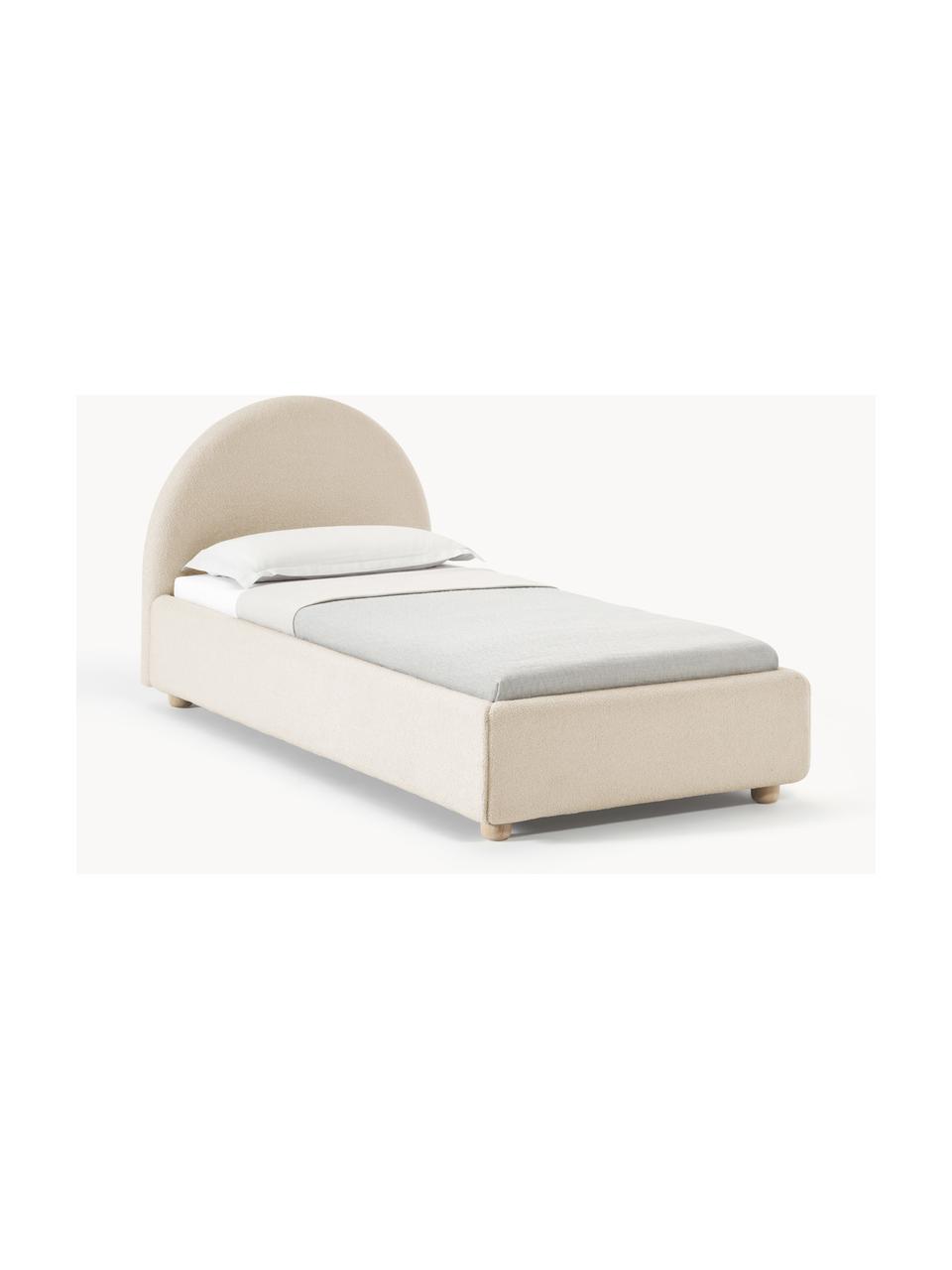 Jednolůžková bouclé postel s úložným prostorem Ebba, Béžová, Š 90 cm, D 200 cm