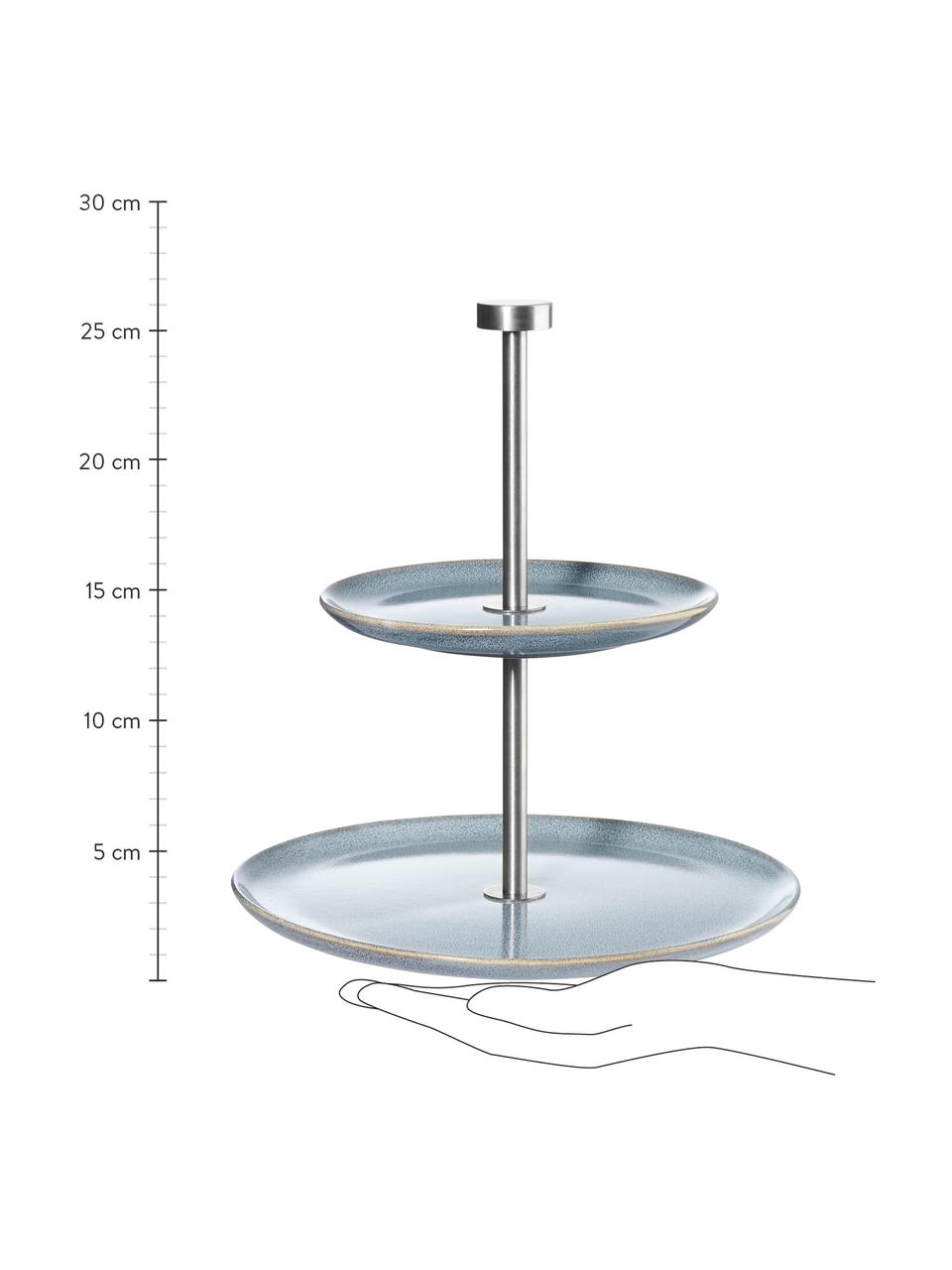 Etažérka z kameniny Saisons, Ø 22 cm, Modrá, Ø 22 cm, V 25 cm