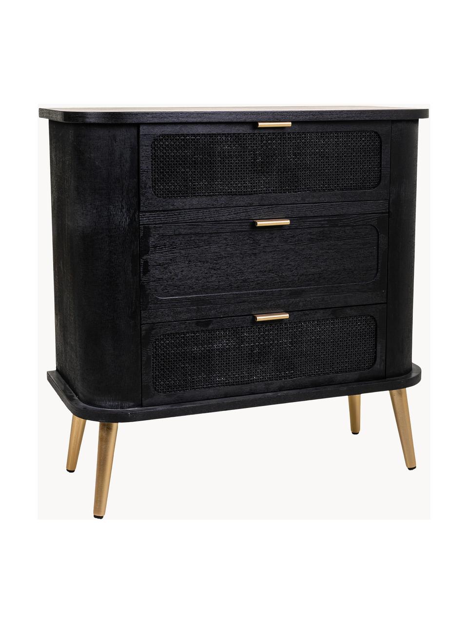 Commode arrondie Cayetana, Noir, larg. 80 x haut. 81 cm