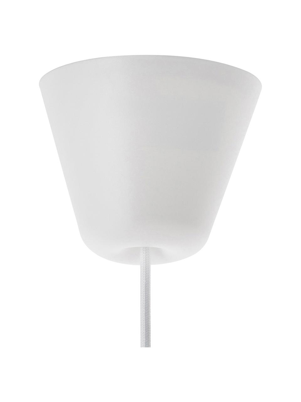 Lampada a sospensione con cinturino in pelle Strap, Paralume: metallo verniciato a polv, Baldacchino: materiale sintetico, Bianco, Ø 48 x Alt. 46 cm