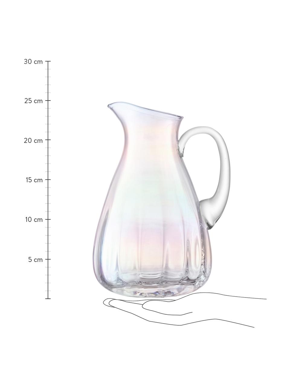 Mundgeblasener Krug Pearl mit schimmerndem Perlmuttglanz, 2.2 L, Glas, Perlmutt-Schimmer, H 25 cm, 2.2 L