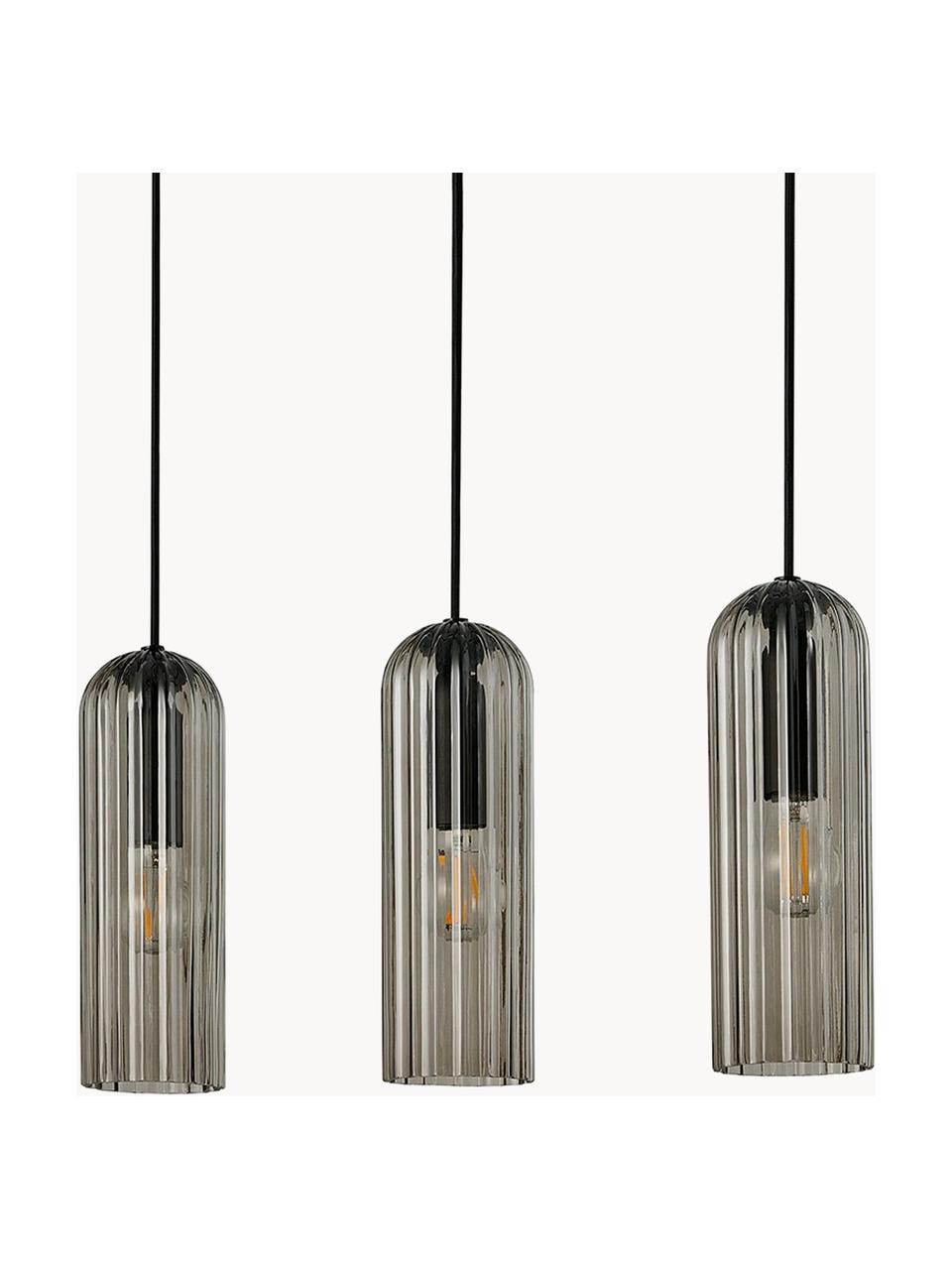 Suspension grappe Miella, Anthracite, transparent, noir, larg. 52 x haut. 30 cm