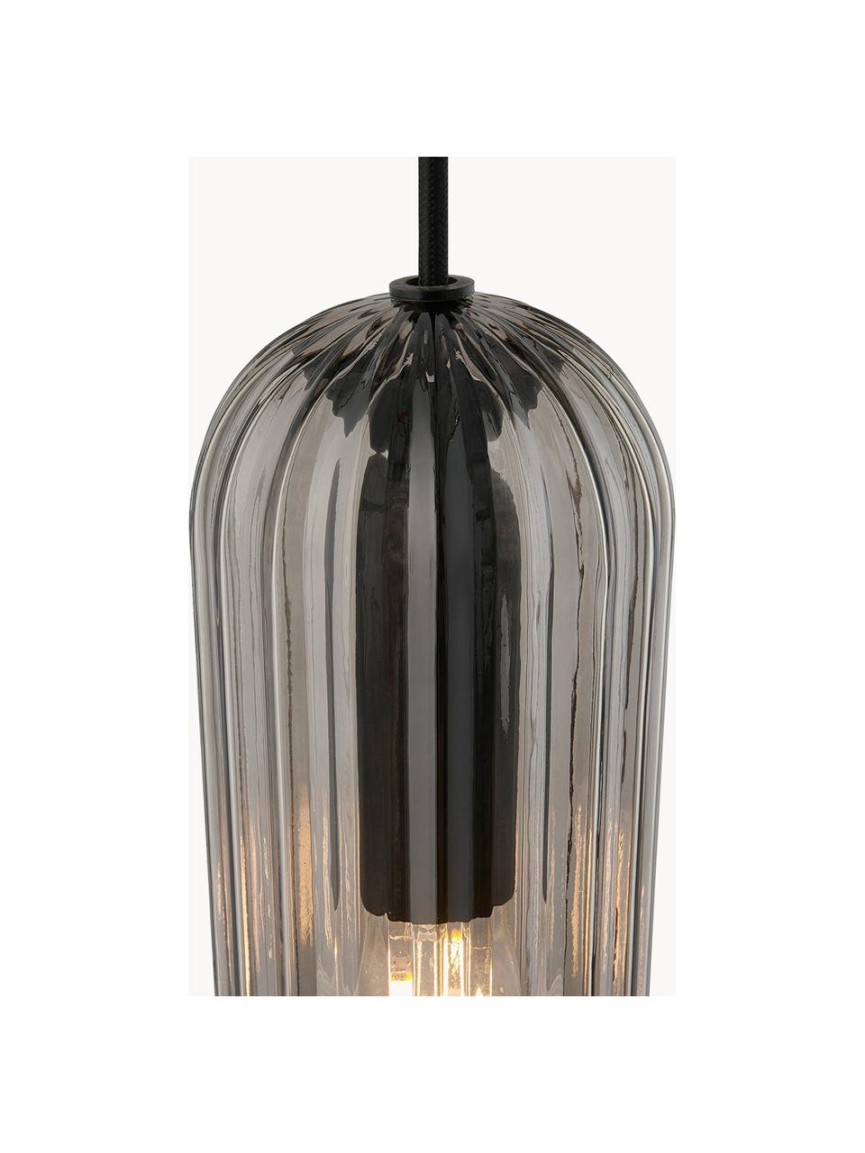 Suspension grappe Miella, Anthracite, transparent, noir, larg. 52 x haut. 30 cm