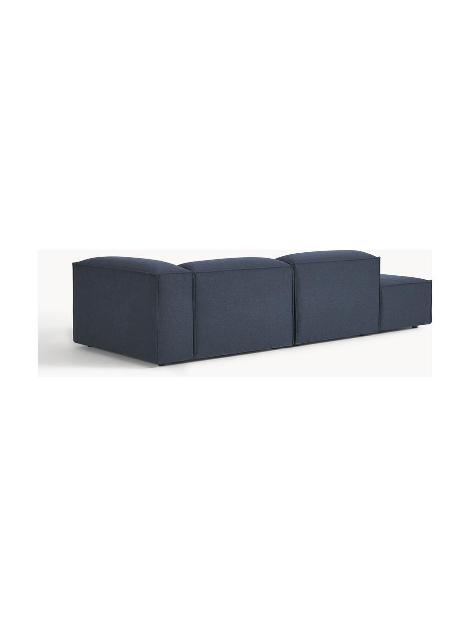 Modulaire chaise longue Lennon, Bekleding: 100% polyester De slijtva, Frame: massief grenenhout, multi, Poten: kunststof Dit product is , Geweven stof donkerblauw, B 269 x D 119 cm, armleuning rechts