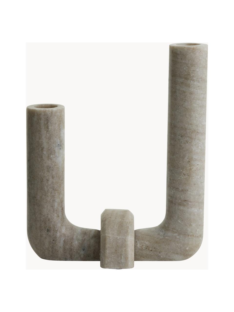 Marmeren kandelaar Vaca, 2 stuks, Marmer, Beige, gemarmerd, B 17 x H 21 cm