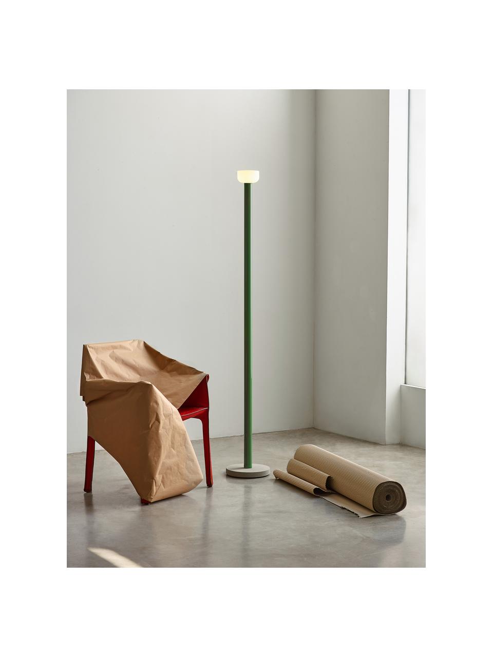 Grote dimbare LED vloerlamp Bellhop, Lampenkap: glas, Lampvoet: beton, Groen, H 178 cm