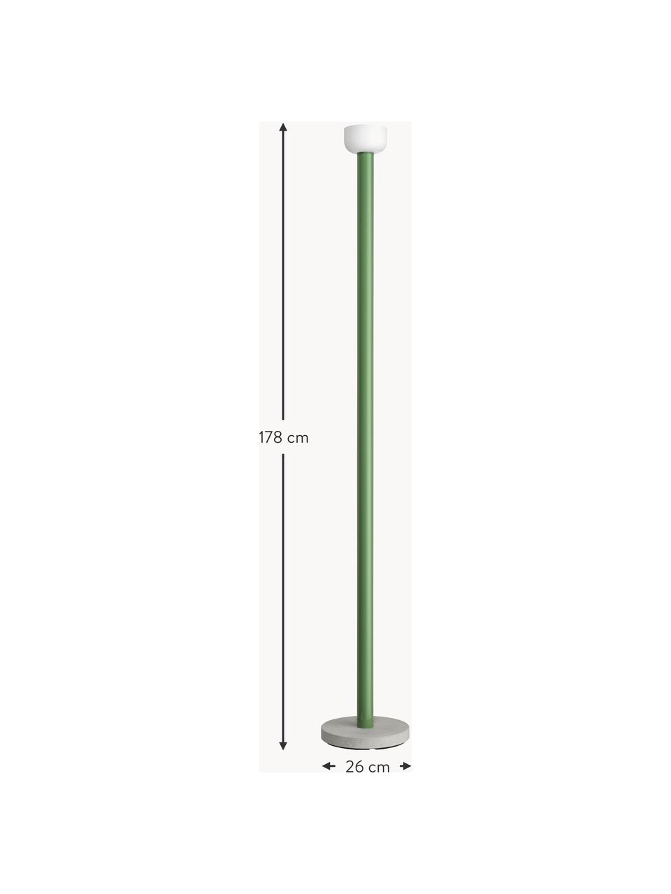 Große dimmbare LED-Stehlampe Bellhop, Lampenschirm: Glas, Lampenfuß: Beton, Grün, H 178 cm