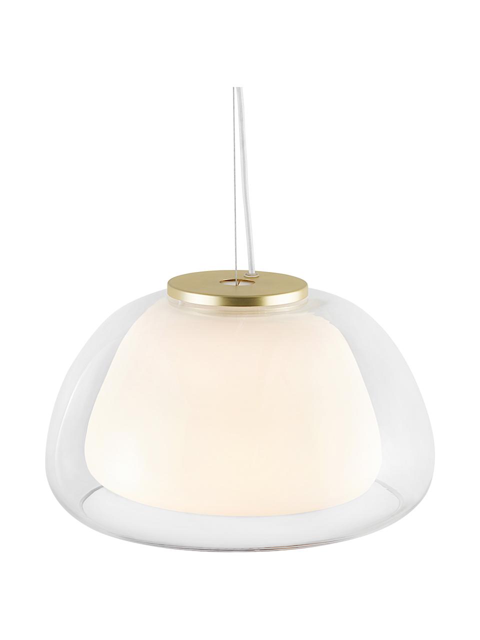 Lampa wisząca ze szkła Jelly, Transparentny, biały, Ø 39 x W 23 cm