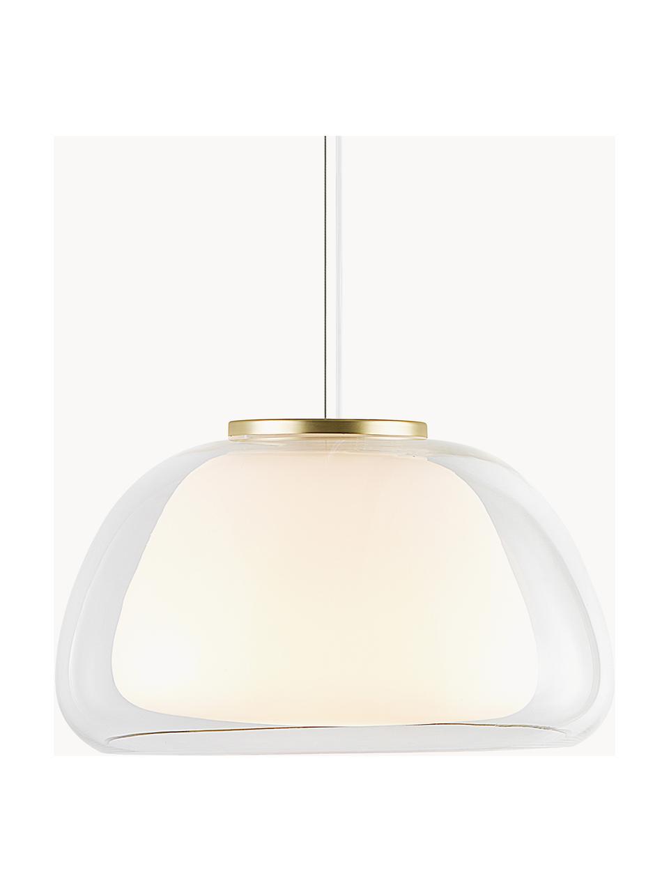 Lampa wisząca ze szkła Jelly, Transparentny, biały, Ø 39 x W 23 cm