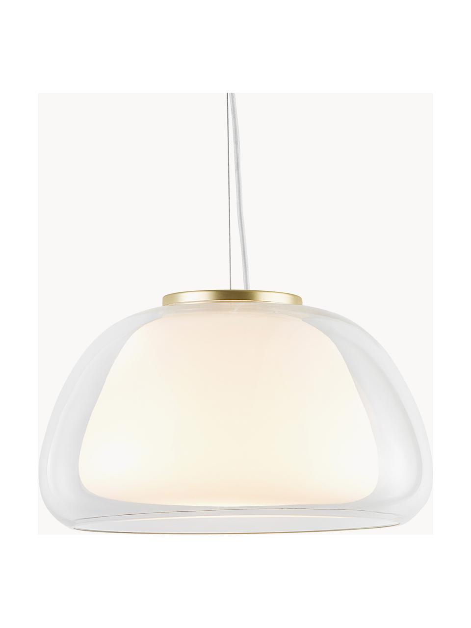 Lampada a sospensione in vetro Jelly, Paralume: vetro, Decorazione: metallo, Trasparente, bianco, Ø 39 x Alt. 23 cm