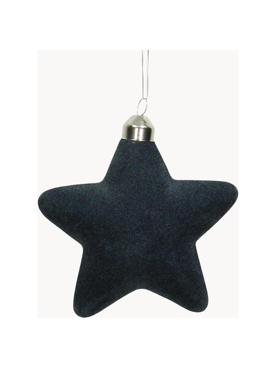 Kerstboomhangers Star, 4 stuks, Donkerblauw, B 10 x H 10 cm