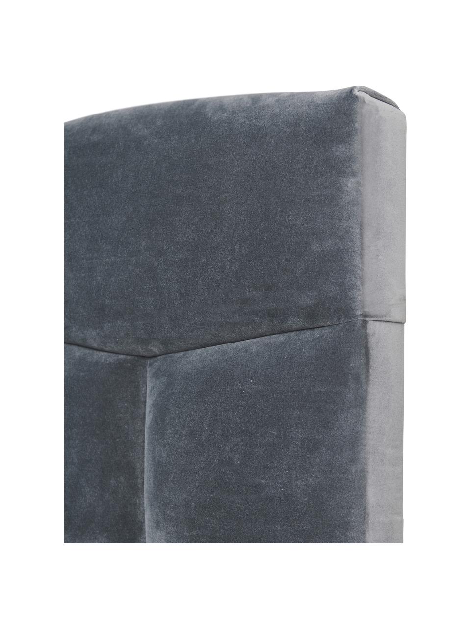 Gestoffeerd fluwelen hoofdeinde Teggan, Bekleding: fluweel (100% polyester), Frame: multiplex, massief hout, , Fluweel grijsblauw, B 183 cm x H 115 cm