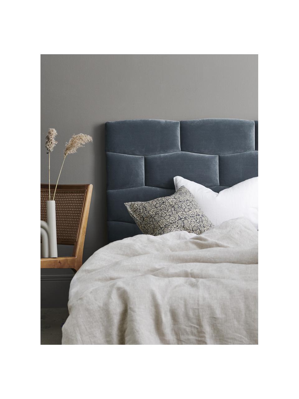 Tête de lit en velours matelassé Teggan, Velours gris-bleu, larg. 183 x haut. 115 cm