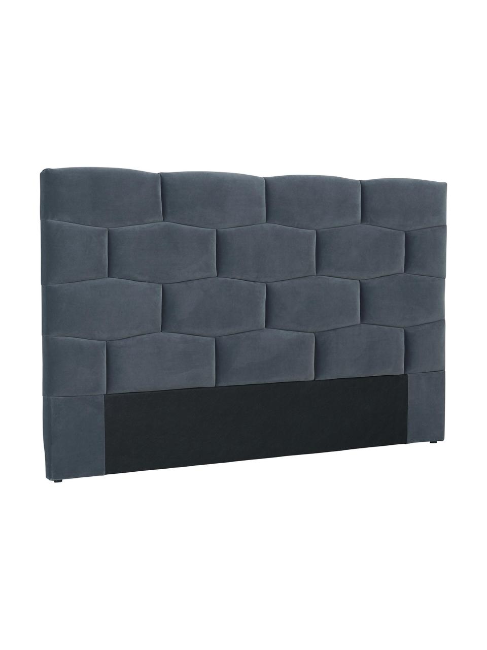 Gepolstertes Samt-Kopfteil Teggan, Bezug: Samt (100 % Polyester), Gestell: Sperrholz, Massivholz, FS, Samt Graublau, B 183 x H 115 cm