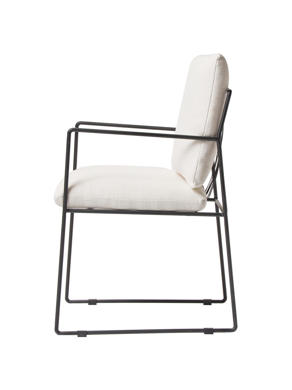 Gestoffeerde stoel Wayne met metalen frame, Bekleding: 97% polyester 3% linnen, Frame: gepoedercoat metaal, Wit, B 54 x D 58 cm